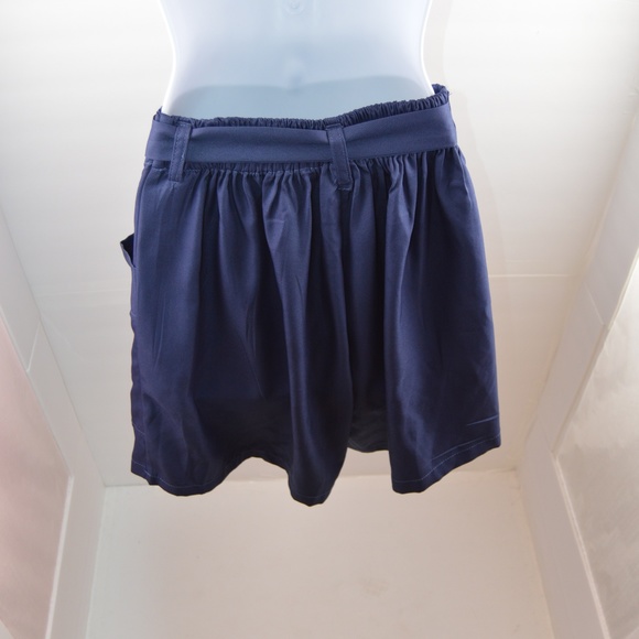 Navy Tie Waist Wrap Front Shorts - Picture 6 of 7